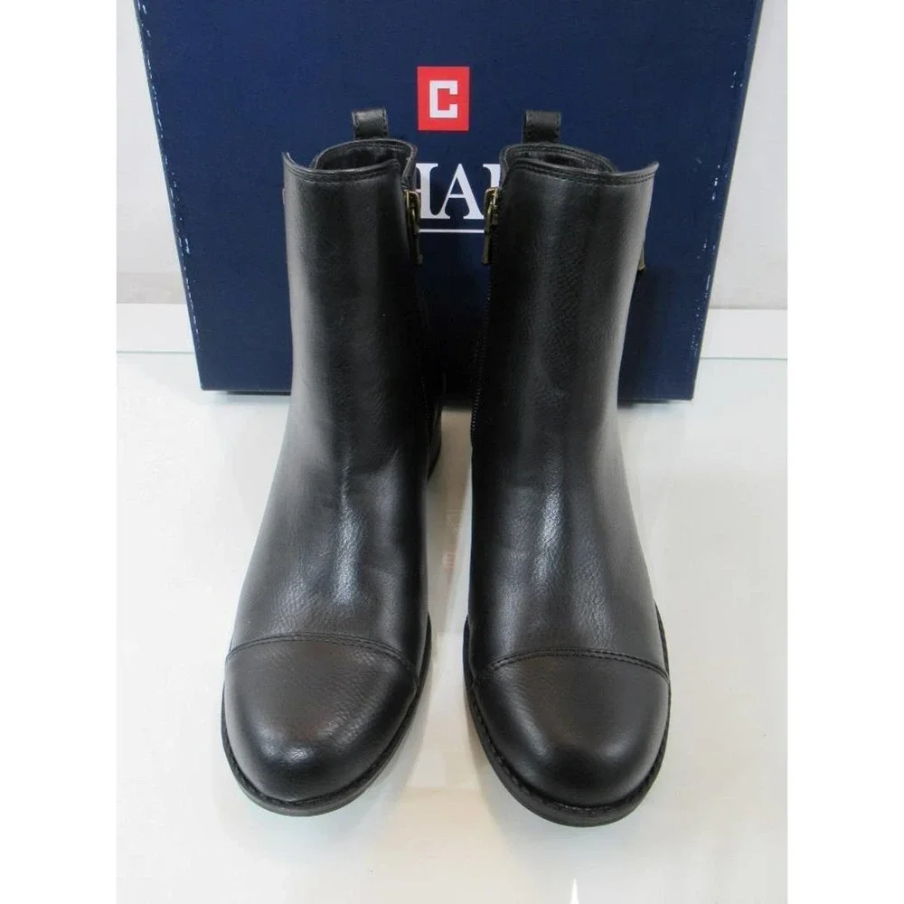 Women's Shoes Chaps PAGE Ankle Boots Booties Double Zip Round Toe Black Size 6 - Picture 4 of 6